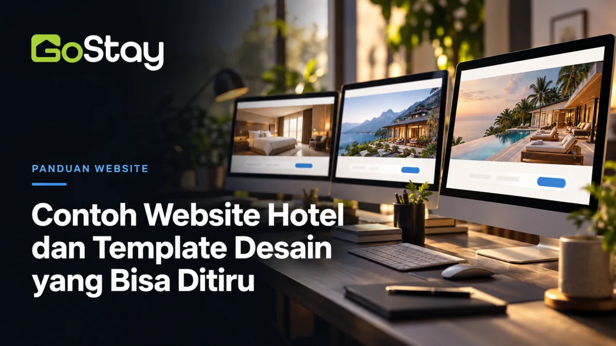 Tiga contoh website hotel dengan pola desain halaman yang berbeda