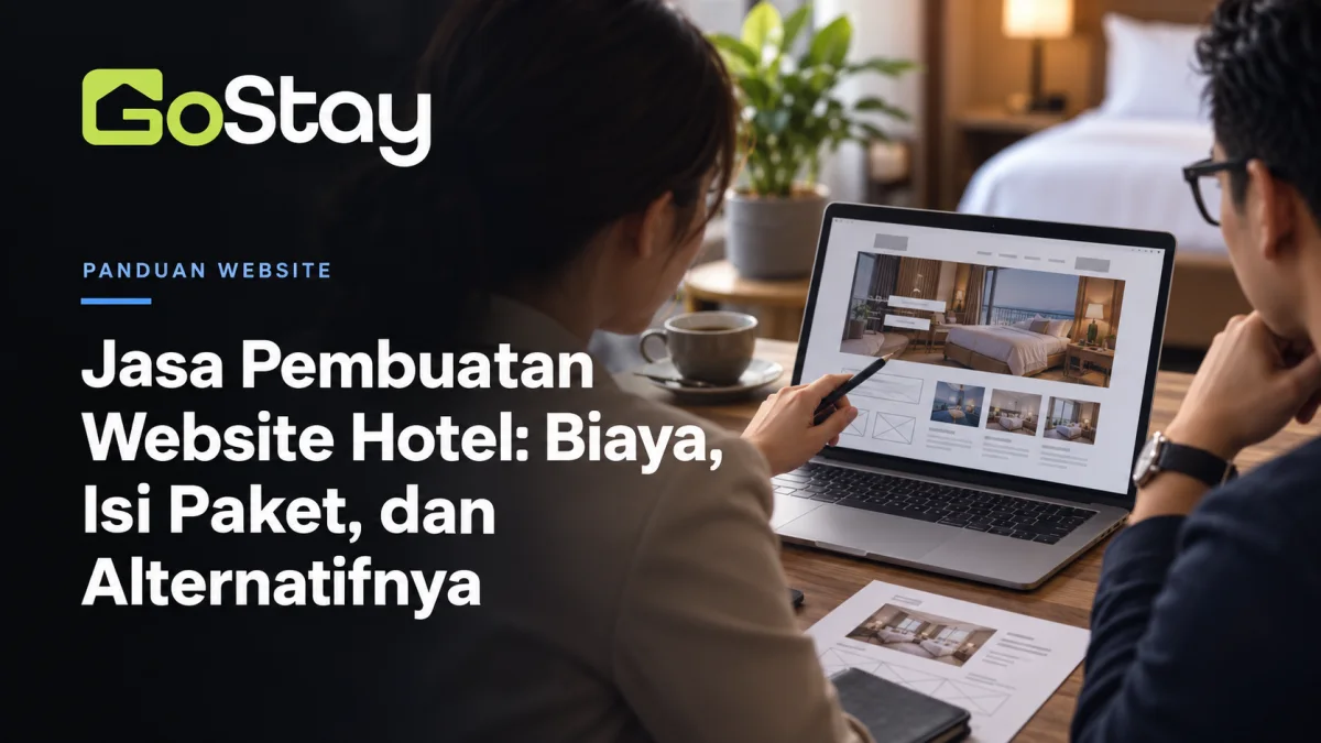 Diskusi biaya jasa pembuatan website hotel di depan rancangan halaman kamar